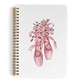 QLMX Coquette Pink Bow Ballet Dance Spiral Notebook, Dancer Teacher Gifts Journal Notebook, Inspirational Ballet Gifts Notebooks for School Work, Dancing Office Supplies Gifts for Girls Women, 5.5x8.3 Inch
