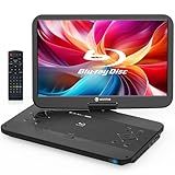 WONNIE 17.6" Portable Blu Ray Player with 15.4" 1080P Full HD Large Swivel Screen, Blu-ray DVD Player with HDMI Out & AV in, Built-in Rechargeable Battery, Support MP4, MKV Video & USB/SD Card