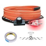 Cupohus Heat Tape for Water Pipes with Thermostat 9FT, Freeze Protection Self-Regulating Heat Trace Cable for Metal, Plastic Home Pipes, Roof and RV