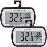 AEVETE Refrigerator Thermometer Digital Fridge Freezer Thermometer with Magnetic Back Large LCD, No Frills Easy to Read (Black-2 Pack)