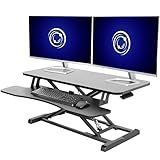 VIVO 36 inch Desk Converter, K Series, Height Adjustable Sit to Stand Riser, Dual Monitor and Laptop Workstation with Wide Keyboard Tray, Black, DESK-V036KB