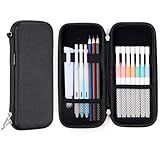 iDream365 Upgraded Hard Pencil Case Box for Adults,Durable Pen Carrying Case with Zipper-Black