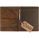 Moonster Leather Portfolio Professional Organizer Padfolio – Resume Folder with Luxury Pen - Leather Binder Portfolio Writing Pad with Business Card Holder - Portfolio Folder for Men & Women