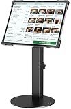 BUSIVYTA Secure Tablet Kiosk Stand for 10"-14" iPad Pro Air and Samsung, Heavy-Duty Steel Anti-Theft Countertop POS Mount Holder for Business Retail, Height Adjustable, 360° Rotation, Black