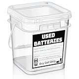 Baderke Battery Disposal Container Battery Recycling Container 1.32 Gallons Capacity Dry Cell Storage Recycling Bin with Label(Square)