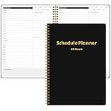 24 Hour Schedule Daily Planner - Undated To Do List Notebook with Hourly Schedule, 7" x 10", Spiral Organize Your Tasks and Appointments for Work, School, and Home - Black