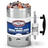 Kingsford Heavy Duty Deluxe Charcoal Chimney Starter Large Capacity Zinc Steel BBQ Fire Starter with Heat Shield and Stay-Cool Handle Vented Base Air Vents for Fast Even Lighting Single Unit