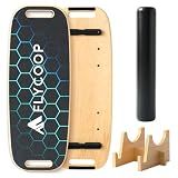 Balance Board for Adult with Adjustable Stoppers: 3 Modes Wobble Board with Roller Exercise Balancing Stability Trainer for Improve Balance Non Slip Surface (Black, with stand)