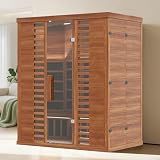 PABIMIA 3-Person Infrared Sauna with Ambient Light Strips, Smart App Control, WiFi & Bluetooth, Low EMF 1500W/120V LCD Heater, Home Indoor Sauna with Flame-Retardant Materials