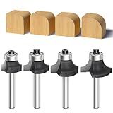 4PCS Router Bits Router Bit Set ,Cutting Diameter in 1/8",1/4",3/16",5/16",Feanron Black 1/4 inch Shank Set, Router Bit Edging Cutter for Wood Profiling Routing Molding