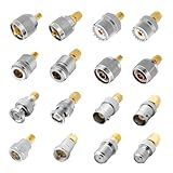 Anina 16pcs RF Coaxial Adapter Kit UHF/BNC/N/F to SMA Male/Female Connectors for Ham Radio, Antenna, CCTV, WiFi, GPS, Test Equipment