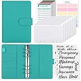 SKYDUE Budget Binder, Money Saving Binder with Zipper Envelopes, Cash Envelopes and Expense Budget Sheets for Budgeting (Turquoise)