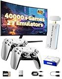 2026 Upgraded Retro Gaming Console, 40,000+ Retro Game Stick, 23 Emulators, 4K HD HDMI TV Game Stick, Built-in Classic Video Games, Plug & Play Game Console TV with 2 Wireless Controllers (Off White)