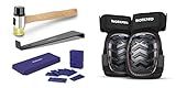 WORKPRO 34-Piece Laminate Wood Flooring Installation Kit with Reinforced Double-Faced Mallet, Heavy Duty Pull Bar, Tapping Block and 30-Piece Spacers Included& Gel Knee Pads with Anti-Slip Straps for