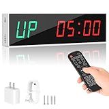 Large Digital Gym Timer – Remote Control Gym Clock Wall with 9 Custom Modes Countdown/UP/Stopwatch/Interval, Workout Timer for Home Garage/Boxing/Outdoor Sport