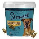 Stewart Chicken Liver Dog Treats, 3 oz, ~55 Pieces, Freeze Dried Raw, Single Ingredient, 60% Protein Training Treats or Meal Topper in a Resealable Tub, Grain Free, Gluten Free