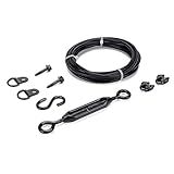 HILLMASTER Durable Anti-Sag Gate Kits for Wooden Fence, Gate Support Cable Kit in Zinc, Anti-Sagging Fence Gate Kit Steel, Wood Door Repair Kit for Outdoor, Black