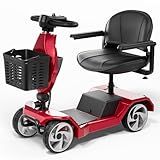 Serianie Foldable Mobility Scooters for Seniors, 4 Wheel Lightweight Mobility Scooters for Adults, Powered Electric Wheelchair, Mobility Scooter with Seat, Folding Travel Motorized Scooter - Red
