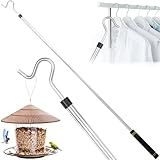 Frebuta Clothes Hanger Reaching Hook,33 to 51Inch Clothing Hook Pole Long Christmas Light Hanging Extension Adjustable Clothes Rod Assist Tool Sponge Handle Shutters Pole Ceiling Home Reacher Poles