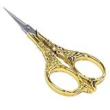 BIHRTC Vintage European Style Scissors Stainless Steel for Cross Stitch Cutting Embroidery Sewing Handcraft Craft Art Work DIY Tool(Gold)