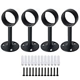 Alise Curtain Rod Holder Bracket 32mm Dia,Closet Rod Holders Wall Mount,Ceiling Mounted Curtain Rod Flange Brackets,Ceiling Curtain Rods Brackets for Bathroom Curtain,Stainless Steel Black Finish,4Pcs
