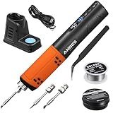 ANBES Cordless Soldering Iron Kit - 5V 8W USB Rechargeable Solder Iron Pen with Digital Display & LED Spotlight, Adjustable Temperature, Auto-Sleep Mode, Portable Soldering Tools for Electronics