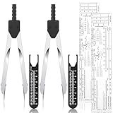 Tondiamo 2 Pack EKG Calipers EKG Ruler Card Combination Set ECG Drafting Electrocardiographs Measuring Tool for Doctors, Nurses, Medical Student(Black and Clear)