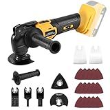 Cordless Oscillating Tool, Brushless Orbiting Tool Compatible with De-Walt 20V Battery, 23 PCS Multi-Tool Kit with Auxiliary Handle for Cutting, Scraping, Sanding, 6 Variable Speed (Tools Only)