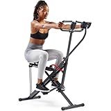 Sunny Health & Fitness Smart Upright Row-N-Ride Exerciser, Squat Assist Trainer for Glutes Workout with Adjustable Resistance, Easy Setup & Foldable, Glute & Leg Exercise Machine- NO. 077SMART