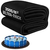 TIXANF 350G/M² Thicker 12FT Pool Liner Pad,Pre-Cut Heavy Duty Round Pool Liner Pad, Seamless Above Ground Pool Liner,Durable,Puncture Protection,Extend Liner Life Black