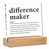 Difference Maker Gifts for Teacher Coach Mentor Boss Leader, Thank You Appreciation Gifts for Coworkers Employee Staff Women Men Motivational Office Desk Decor Cubicle Acrylic Sign, 4 x 4 Inches