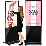 HLEC 43'' Indoor Floor-Standing Digital Signage Interactive Display, 4K Touchscreen Advertising Display LCD Kiosk, Commercial Android Smart System, CMS Software, HDMI/USB Input＆Out/WiFi(4+64G)