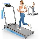 Treadmill Walking Pad with 12% Incline & Height Adjustable Handle Bar, Trisomy 4 in 1 Walking Pad with Handle Bar, 350LBS Foldable Walking Pad Treadmill with Incline for Home, 3.5HP Small Treadmills