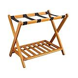 Casual Home Foldable Solid Wood Fully-Assembled Luggage Rack, 26.75"Wide with Shelf, Honey Oak