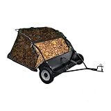 Tow Behind Lawn Sweeper, 44" Sweeping Width, 25 cu ft, Foldable Large Pull Behind Grass Sweeper, Heavy Duty Leaf & Grass Collector with Adjustable Brush Height, Dumping Rope Rubber Wheels Black