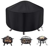 maobutte Round Fire Pit Cover for 22-34 Inch Firepit, Heavy Duty Outdoor Patio Fireplace Covers - Waterproof Dustproof Anti UV and Tear Resistant