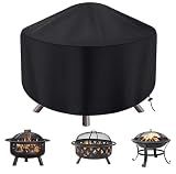 maobutte Round Fire Pit Cover for 22-34 Inch Firepit, Heavy Duty Outdoor Patio Fireplace Covers - Waterproof Dustproof Anti UV and Tear Resistant