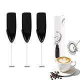 3-Pack Milk Frother, Powerful Handheld Drink Mixer with Stainless Steel Whisk, Battery Operated Frother Wand for Coffee