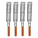 JUCT Portable Grilling Baskets - Set of 4 Companion Nonstick Kabob Grilling Baskets for Outdoor Grill - Kabobs and Loose Veggies，fruits，Vegetable，Onion，Fish，Chicken and Meat Grill Baskets (Basket-4B)