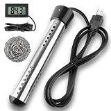 2000W Immersion Water Heater, Portable Water Heater Electric with 304 S S Guard & LCD Thermometer, Submersible Bucket Heater Heat 5 Gallons of Water in Minutes for Home Bathtub Basin