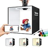 Takerers 12"x12"x12" Photo Studio Light Box Photography Booth with 120 LEDs, 3000-5700k Adjustable, 6 Color Backdrops, Dimmable Folding Shooting Tents for Product