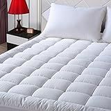 EASELAND Queen Size Mattress Pad Pillow Top Mattress Cover Quilted Fitted Mattress Protector Cotton Top Stretches up 8-21" Deep Pocket Cooling Mattress Topper (60x80 inch, White)