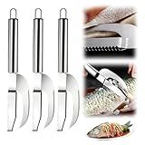 Fish Scales Scraping Tool, Multifunction Stainless Steel Fish Scale Knife Fish Cleaning Kit,Fish Scale Remover for Home Market Restaurant Use (3pc)