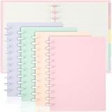 Glenmal 4 Sets Discbound Notebook, 8.5" x 11" Customizable Notebook Letter Size Includes Discs 5 Tab Note Dividers College Ruled Removable Pages Refillable Subject Journal for Office(Fashion Color)