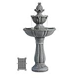 XBrand 36.2" 2-Tier Outdoor Freestanding Solar Water Fountain - Classic Design