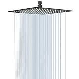 NearMoon Rain Shower Head, High Flow Stainless Steel Square Rainfall Shower, Waterfall Bath Shower Body Covering, Ceiling or Wall Mount (12 Inch, Matte Black)