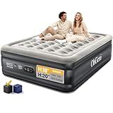OhGeni Queen Air Mattress with Built in Pump, Inflatable Mattress Blow Up Bed 18 Raised Comfort,Upgraded Surface Portable Mattress, Air Bed for Camping, Home and Guest, Colchone Inflable, 650 lbs Max