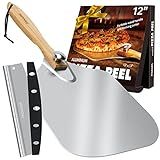 Mooues Pizza Peel Aluminum 12 inch Pizza Spatula with Rocker Cutter