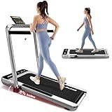 Treadmill for Home, Walking Pad Treadmill with Incline, 2-in-1 Portable Walking Pad with Handle Bar, 330LBS Weight Capacity 2.5HP Folding Treadmills with Gesture Sensing (Silver)