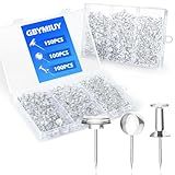 350PCS Push Pins, 3 Styles Clear Thumb Tacks Bulk Set for Bulletin Board, Cork Board and Wall Maps Pictures Displays, Plastic Head Pushpins Count in Reusable Box for Office Home Supplies